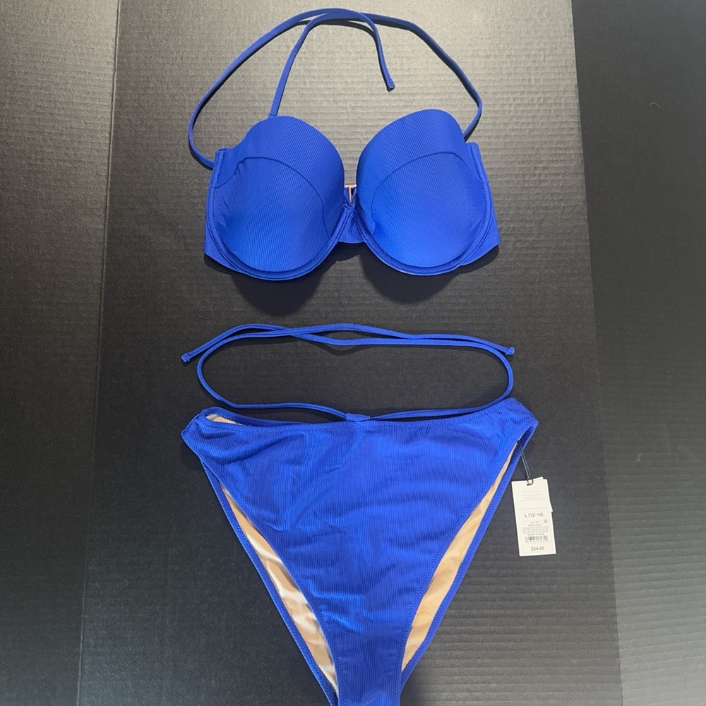 Shade & Shore Blue Bikini Set with Adjustable Ties
